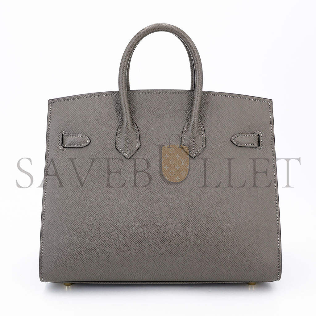 HERMES MASTER BIRKIN 25 EPSOM LEATHER PEWTER GREY GOLD BUCKLE LUXURY BAG 2935397569 (25*20*13cm)